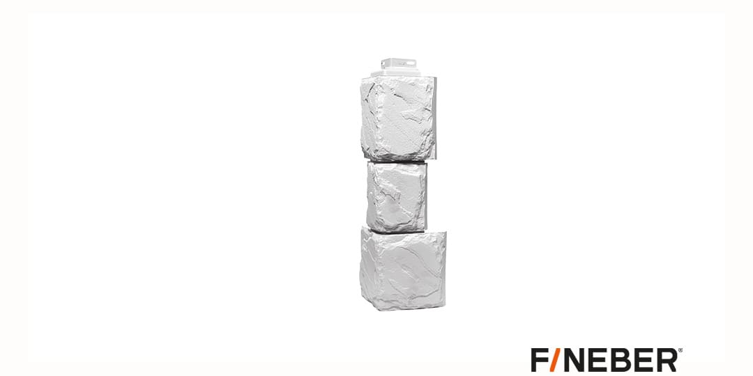 Наружный угол FineBer Камень крупный мелованный белый